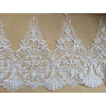 1 Yard White Wedding Dress DIY Material Curtain Handmade Embroidery Lace Dress Lace Fabric 28CM Wide