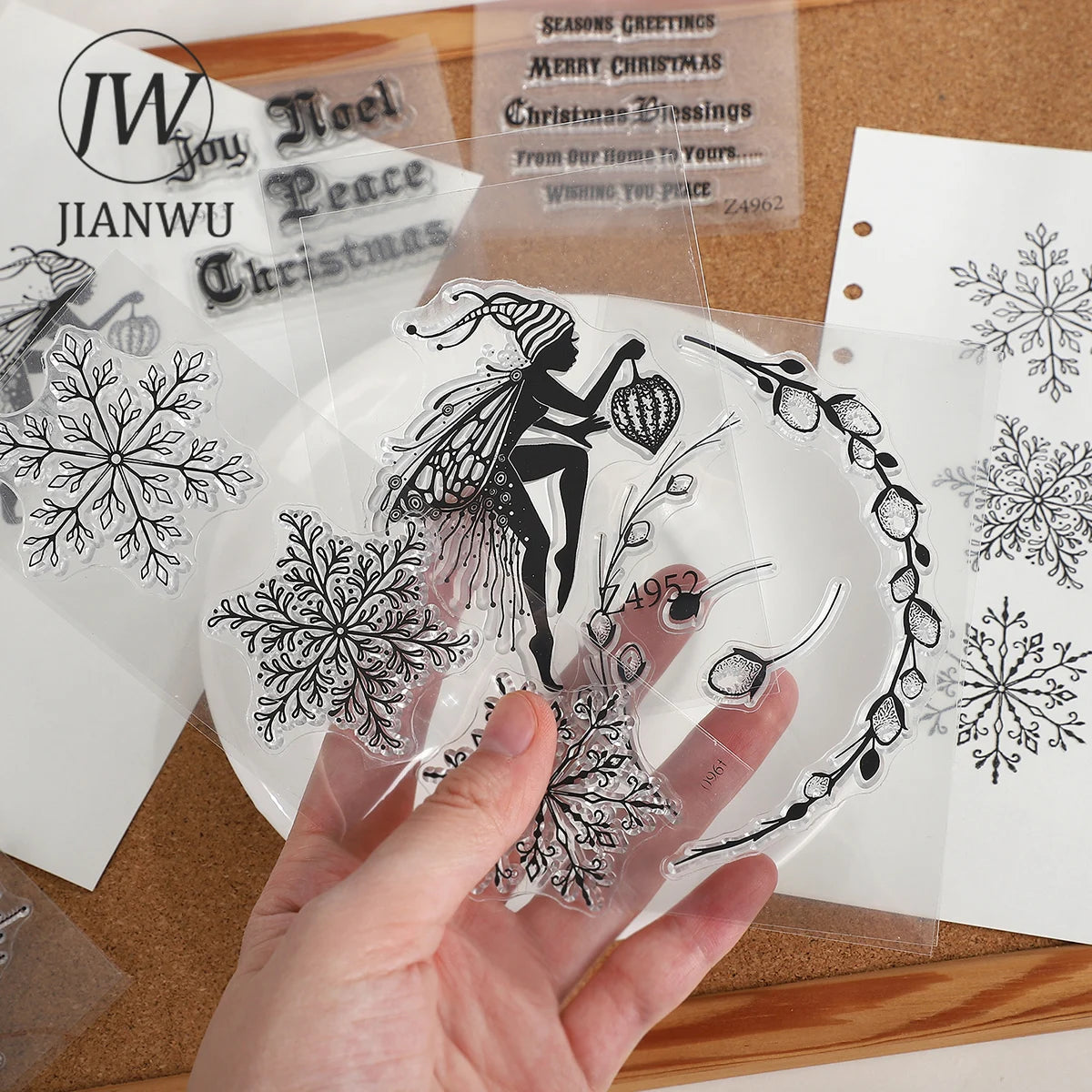 JIANWU Vintage Trees Snowflake Pattern Material Collage Transparent Silicone Stamp Creative DIY Student Supplies Stationery