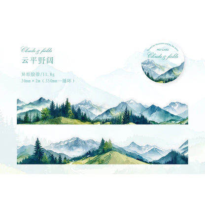 JIANQI 30mm*2m To The Mountains and Sea Series Vintage Landscape Collage Material PET Tape Creative DIY Journal Stationery