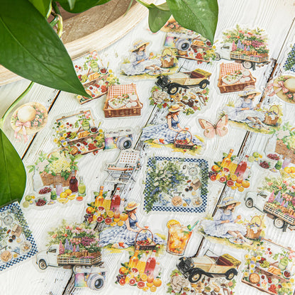 JIANQI 30pcs/pack INS Girls leisure life  Stickers PET Materials Collage Stationery Decor Diary DIY Scrapbooking supplies