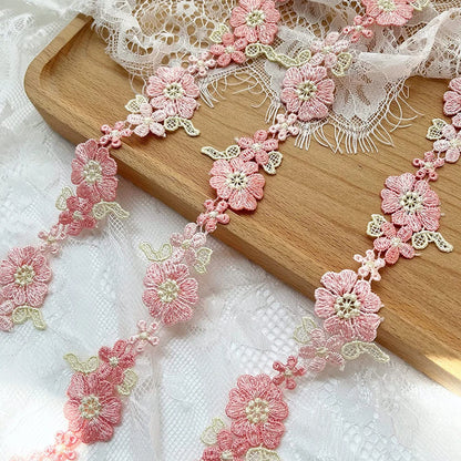 1Yard Pink Lace Fabric Ribbon DIY Lace Accessories Skirt Curtain Ornament