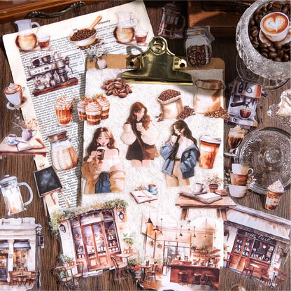 JIANQI 30pcs/pack Coffee theme Stickers Junk Journal Creative Stationery DIY Deco Stickers Scrapbooking Supplies