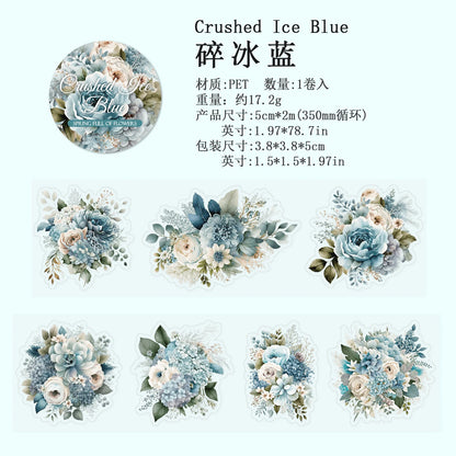 JIANQI 50mm*2m Transparent PET Floral Tapes DIY Scrapbooking Decor Photo Album Collage Journalling Materials Aesthetics Stickers
