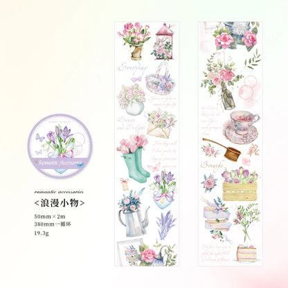 JIANQI 50mm*2m Scrapbook Decor Adhesive Tape Heartbeat Flower Shop Tapes Masking Tapes stickers Aesthetic Stationery Supplies
