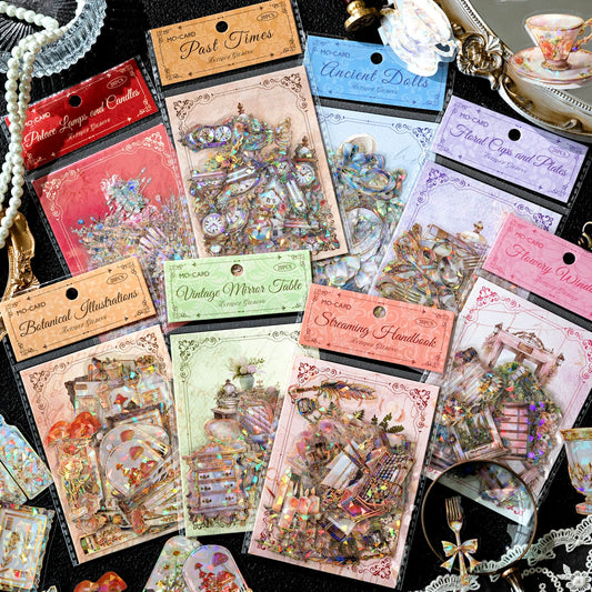 JIANQI 20pcs/pack Twinkle PET Stickers Gold Foil DIY Scrapbooking Planner Collage Stationery Aesthetics Decor Flower Stickers