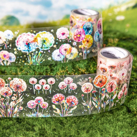 JIANQI 50mm*2m Dandelion flower PET Tape DIY Scrapbooking Decor Photo Album Creative Stationery Collage Materials Stickers