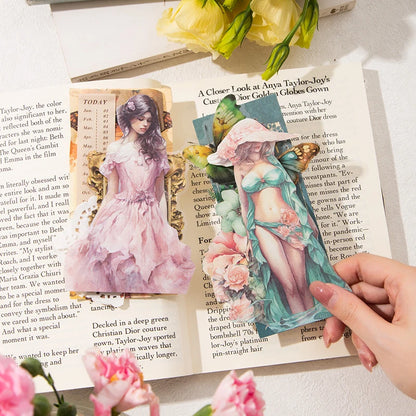 JIANQI 30pcs Vintage Flowers Landscape Materials Paper DIY Scrapbooking Junk Journal Collage Photo Album Retro Background Paper