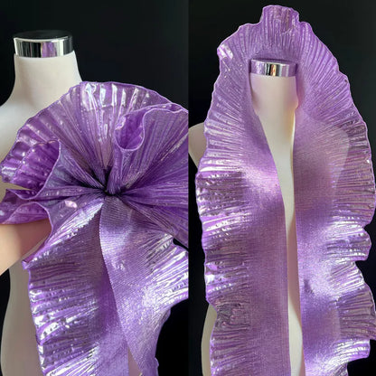 1 Yard Metal Wave Solid Pleated Ruffle Lace Fabric 15CM Wide
