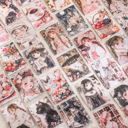JIANQI 50 pcs Romantic girl Stickers book Old Adhesive Diy Scrapbooking Diary Album accessories Diy junk journal supplies