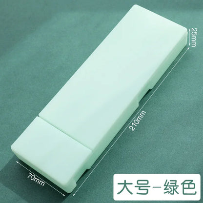 Pencil Cases School Office Simple Matte Transparent Plastic Box Frosted Pink Green White Pens Storage Stationery Supplies