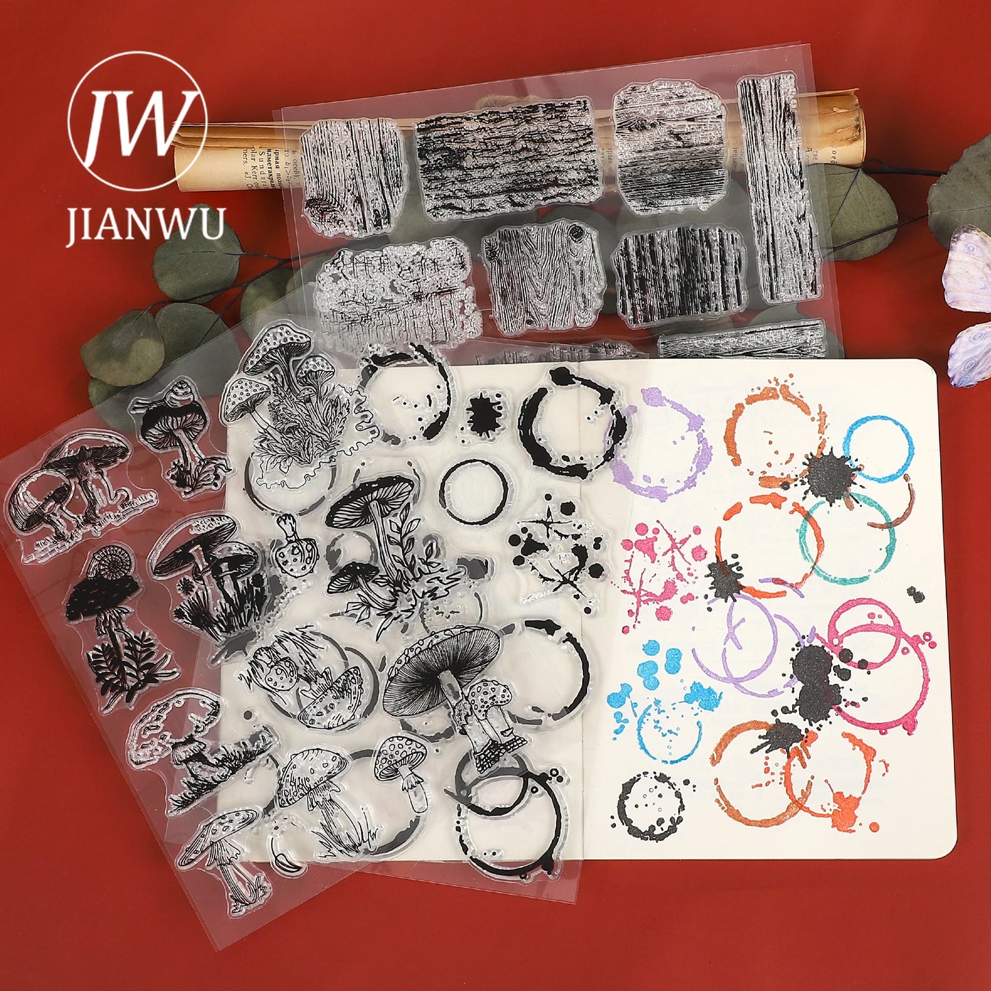 JIANWU Vintage Mushroom Digital Watermark Landscape Material Collage Transparent Silicone Stamp Creative DIY Journal Stationery