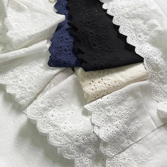 1Yard Multi-Color Flower Hollow Cotton Cloth Embroidery Lace Trim Fabric For Dress Curtain Bed Cuffs  Handmade Sewing Crafts