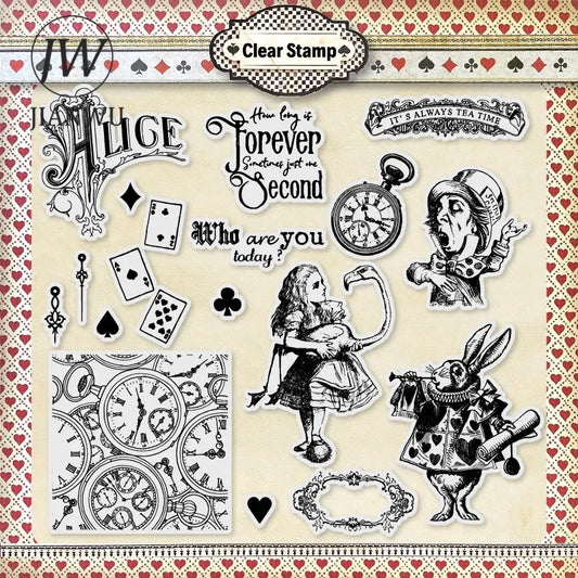 JIANWU Vintage Character English Text Material Collage Transparent Silicone Stamp Creative Journal Student Supplies Stationery