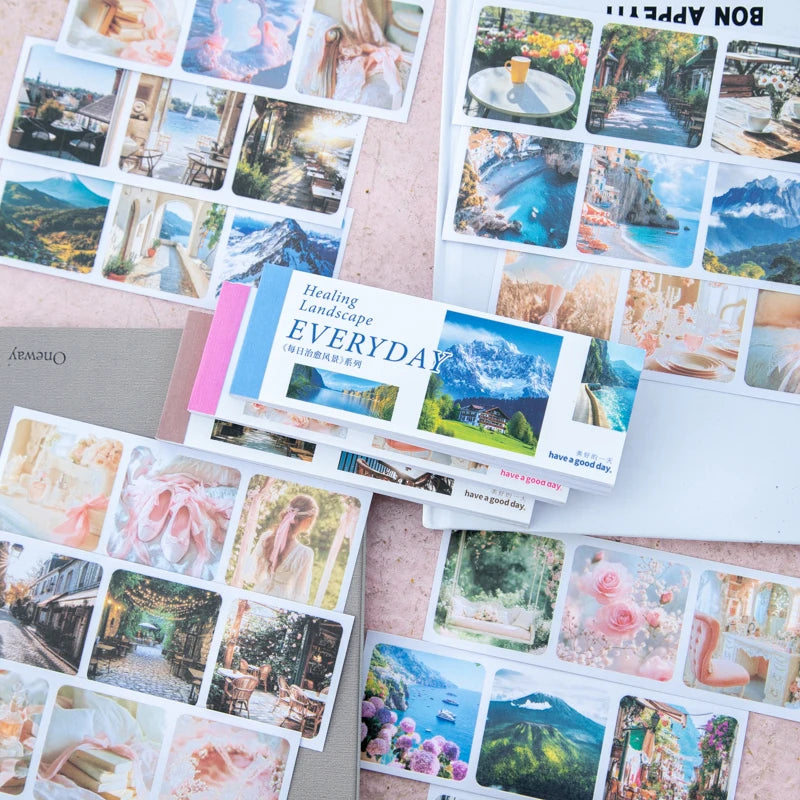 JIANQI 30pcs/pack 90patterns/pack Daily Scenery Stickers Book Scrapbooking Junk Journal Creative Stationery DIY Deco Stickers