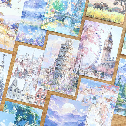 JIANQI 30 pcs Landscape material paper Decorative Diary Album Scrapbooking material Background paper junk journal supplies