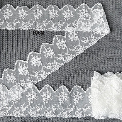 1 Yard Water-Soluble Ruffle Black White Flower Embroidery Lace Trim Fabric For Wedding Home Supplies Handmade Sewing Crafts