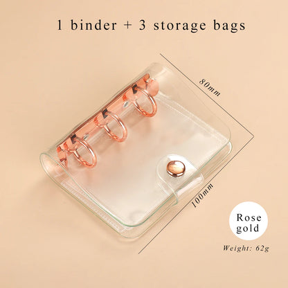 JIANWU Cute Mini 3 Ring Loose-leaf Book Transparent Portable Student Journal Binder Notebook Kawaii Stationery School Supplies