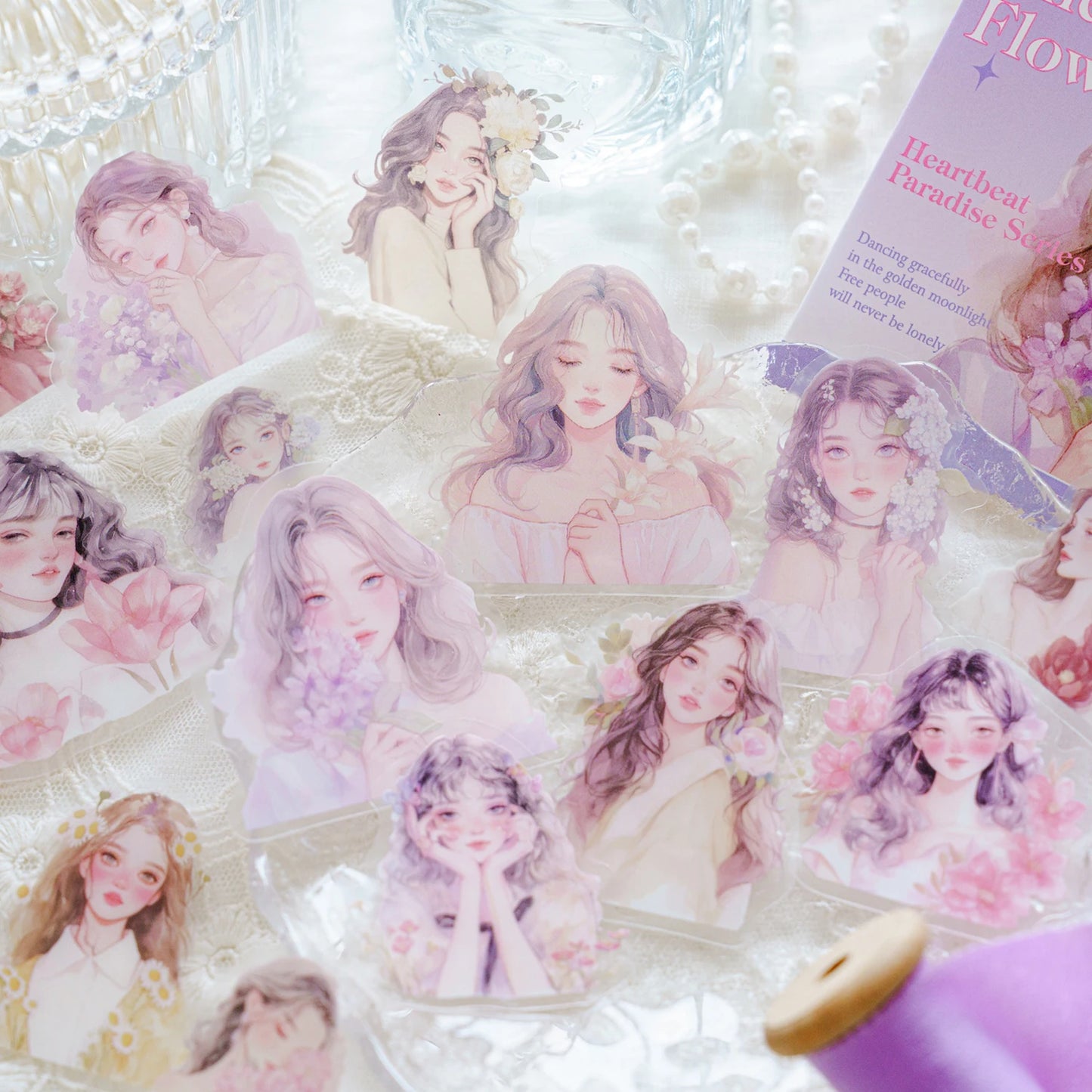 JIANQI 30pcs/pack PET Stickers Girls' Paradise DIY Junk Journal Scrapbooking Collage Album Creative Stationery Craft Supplies