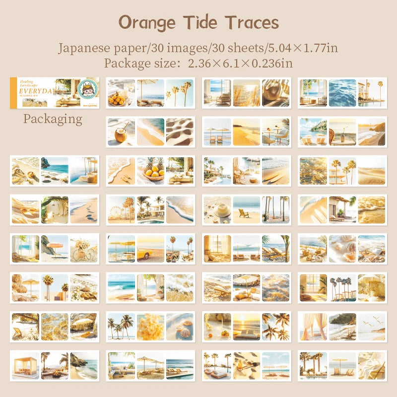 JIANQI 30pcs/pack 90patterns/pack Daily Scenery Stickers Book Scrapbooking Junk Journal Creative Stationery DIY Deco Stickers