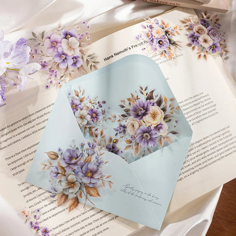 20pcs Hot stamping plant flowers Sticker Large size Junk Journal DIY Scrapbooking School Supplies Collage Stationery Stickers