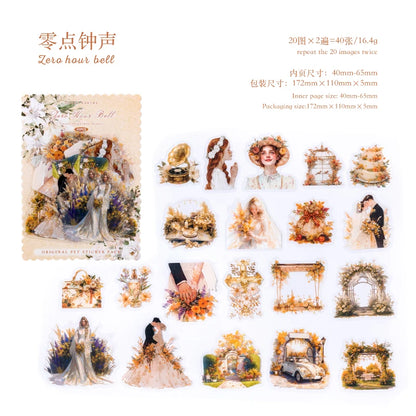 JIANQI 40 pcs Sweet scenery Stickers PET Material Collage Junk Journal DIY Scrapbooking Supplies Decorative Sticker