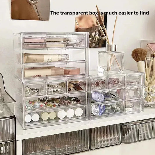 Acrylic Storage Box Desktop Dustproof Drawer Style Jewelry Comb Cosmetic Organizer Perfume Storage Rack Desk Accessories