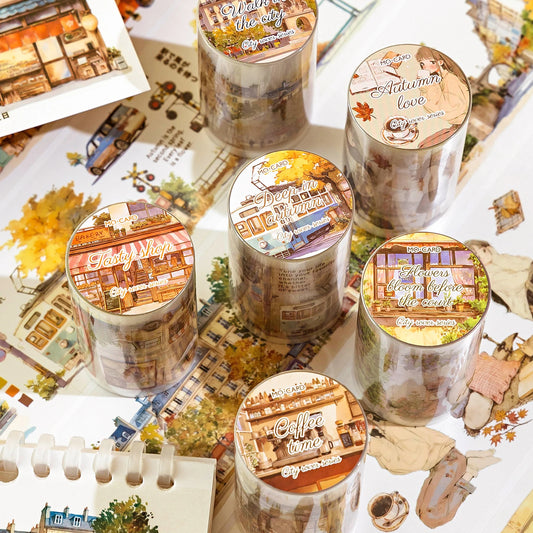 JIANQI 60mm*2m Urban Landscape PET Tapes DIY Scrapbooking Decor Photo Album Collage Journalling Materials Aesthetics Stickers