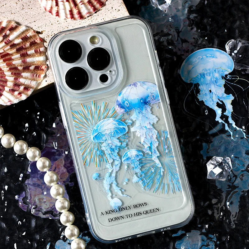 JIANQI 30 pcs Die cutting sticker jellyfish series Dreamlike watercolor jellyfish ocean hand tent DIY decor scrapbook material
