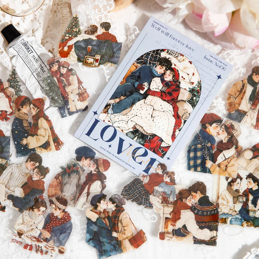 JIANQI 30 pcs PET Large size Stickers Lover Love Decorative handmade Scrapbooking Material Diary Album Craft Supplies