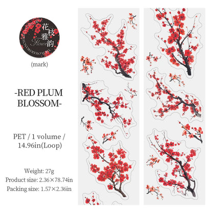 JIANQI PET Tapes Flower branch plant flower DIY Scrapbooking Decor Photo Album Collage Junk Journal Materials Aesthetics Tapes