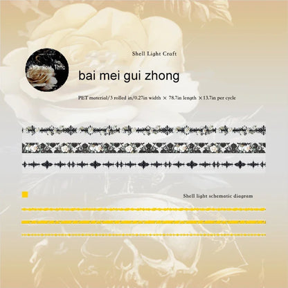 JIANWU The Shadow of The Underworld Series Vintage Lace Flower Landscape Material Collage Tape Set Creative Journal Stationery