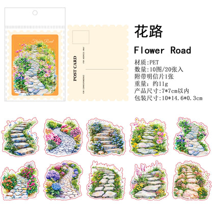 20pcs Plants Flowers Landscape PET Sticker natural scenery Junk Journal DIY Scrapbooking Supplies Collage Stationery Stickers