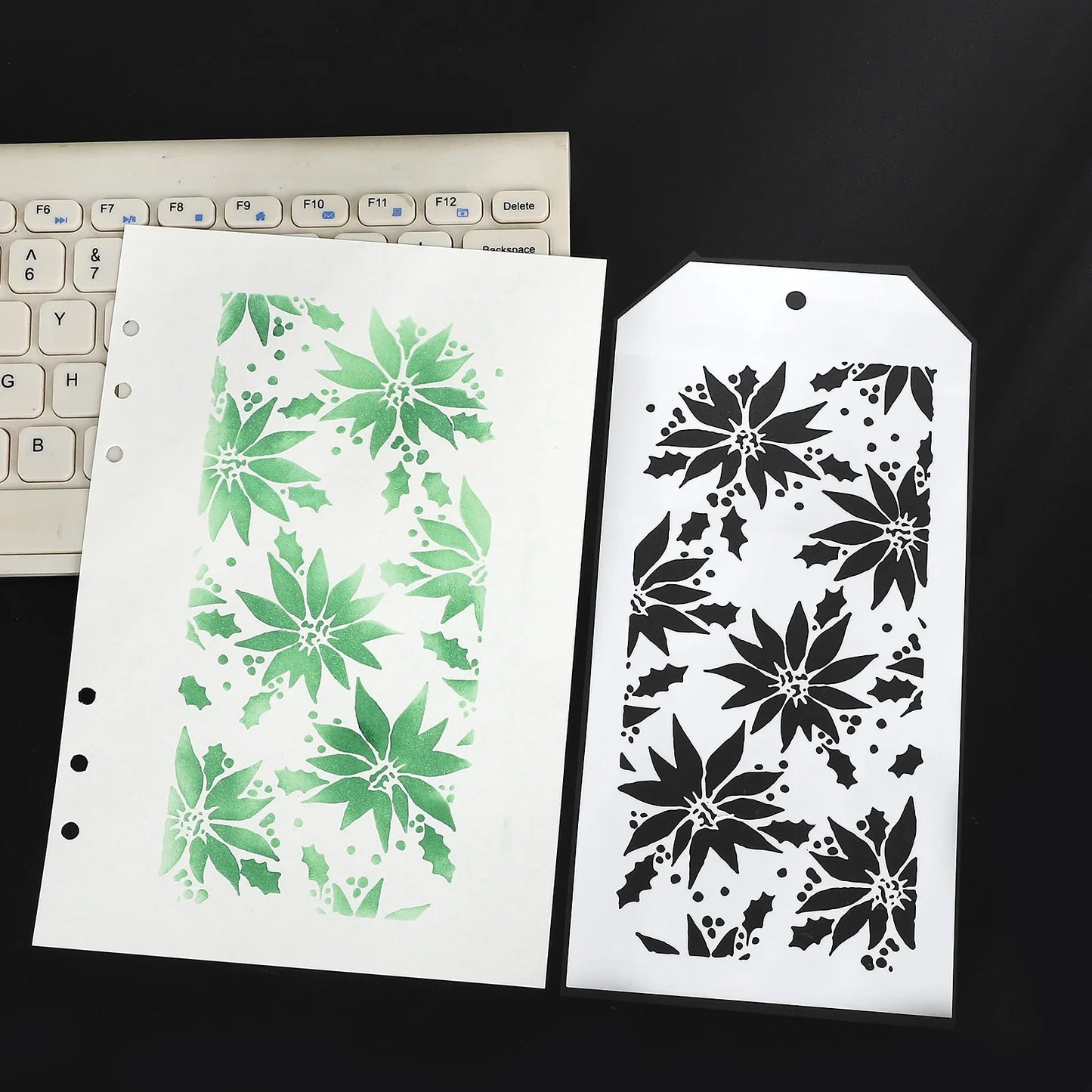 JIANWU Vintage Plant Flower Snowflake Halloween Christmas Material Embossed Stencil Masking Sheet Creative Journal Stationery