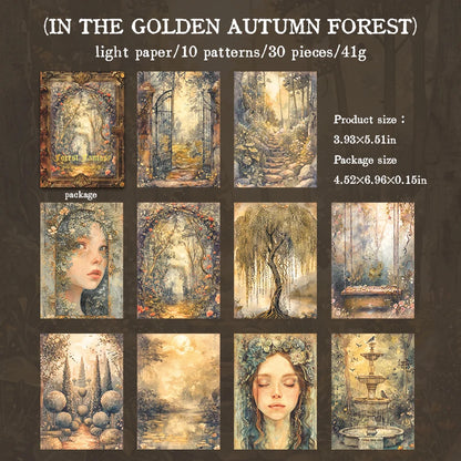 JIANQI 30 pcs Forest fantasy Series Material paper Decorative paper Diy Diary Album Scrapbooking Material Junk Journal Supplie