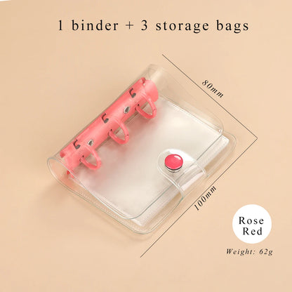 JIANWU Cute Mini 3 Ring Loose-leaf Book Transparent Portable Student Journal Binder Notebook Kawaii Stationery School Supplies