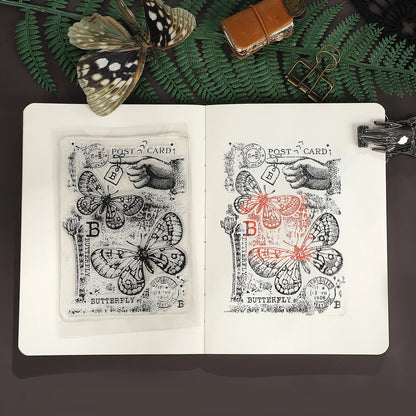 JIANWUVintage Butterfly Flower Label Character Landscape Material Collage Transparent Silicone Stamp Creative Journal Stationery