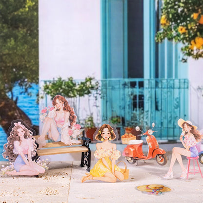 JIANQI 20pcs/pack Seaside girl PET Stickers DIY Scrapbooking Decor Photo Album Creative Stationery Collage Materials Stickers