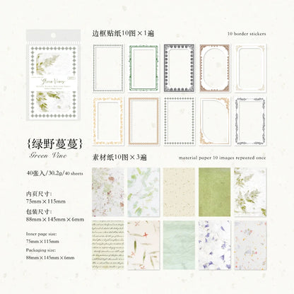 JIANQI 40pcs/pack Hollow border Scrapbooking Material Set Sticker Aesthetic Planner Decoration for Junk Journal Supplies