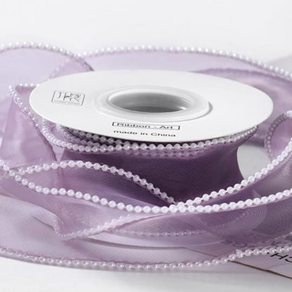 5 Yards Pearl Edged Fishtail Yarn Pleated Wave Handmade DIY Flower Packaging Cake Ribbon Lace 4CM Wide