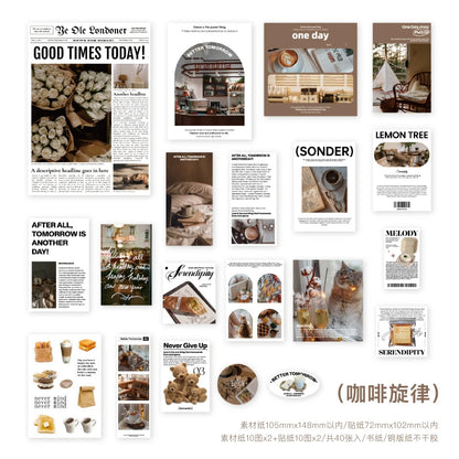 40 pcs Adhesive Sticker Pack landscape Stickers aesthetic Diary Album DIY Decorative Adhesive art marker Scrapbooking supplies