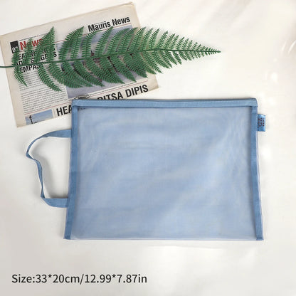 JIANWU Morandi Color Translucent Test Paper Storage Bag Mesh Pencil Case Creative Journal Material Student Supplies Stationery