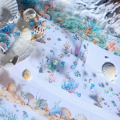 JIANQI 45mm*2m Deep sea landscape PET Tapes Creativity Scrapbook Hand Account Adhesive hand made Diy Junk Journal Craft Supplies