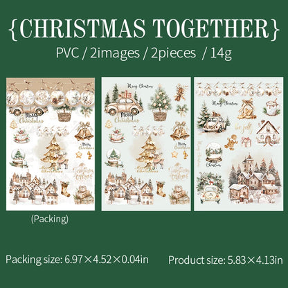 JIANQI 2pcs/pack pvc Stickers Christmas Party Creative Waterproof Adhesive DIY Hand Made Collage Junk Journal Scrapbook Supplies
