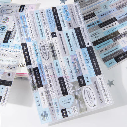 JIANQI 3 Sheets PET Korean phrases Stickers INS Decorative handmade Scrapbooking Material Diary Album Craft Supplies