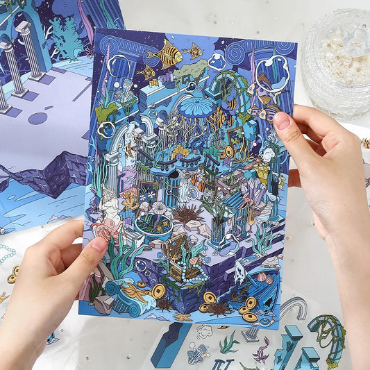 JIANQI Plus Size 3D Cartoon Castle Town Landscape Sticker Scene DIY Toy Game Sticker Festival Birthday Gift for Kid Child Girl