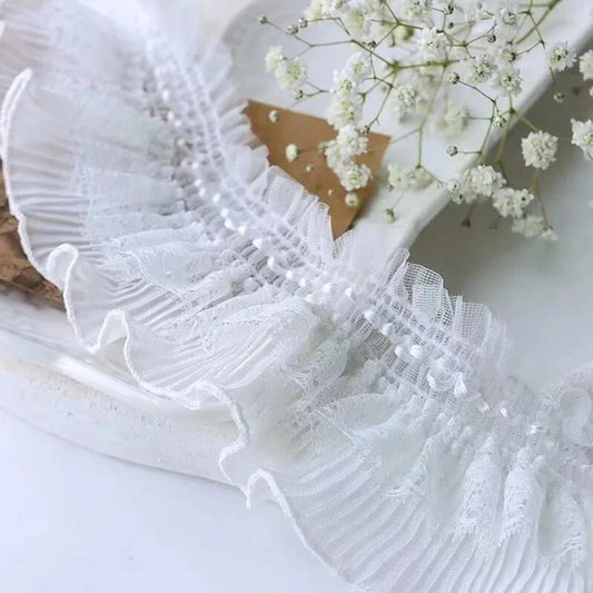 1Yard White Sretch Lace Accessories Cuffs Suspenders Clothing Collar Cuffs Hair Band Diy Material 7CM Wide