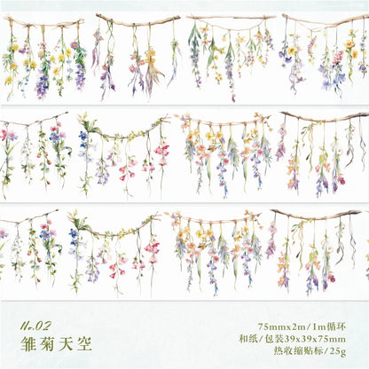 JIANQI 75mm*2m cane vine Tape Stickers Creativity Scrapbooking Hand Account Adhesive hand made Diy Junk Journal Craft Supplies