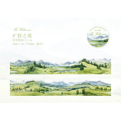 JIANQI 30mm*2m To The Mountains and Sea Series Vintage Landscape Collage Material PET Tape Creative DIY Journal Stationery