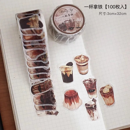 100 sheets Beautiful season Material Stickers Scrapbooking Junk Journal Creative Stationery DIY Deco Stickers School Supplies