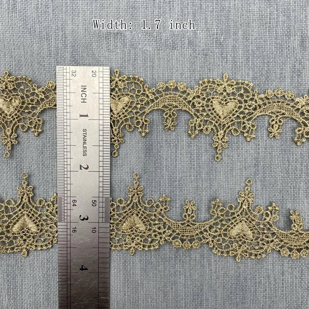1 Yard Black White Gold Thread Embroidery Lace Fabric DIY Curtain Clothing Accessories Applique Sewing For Wedding Crafts